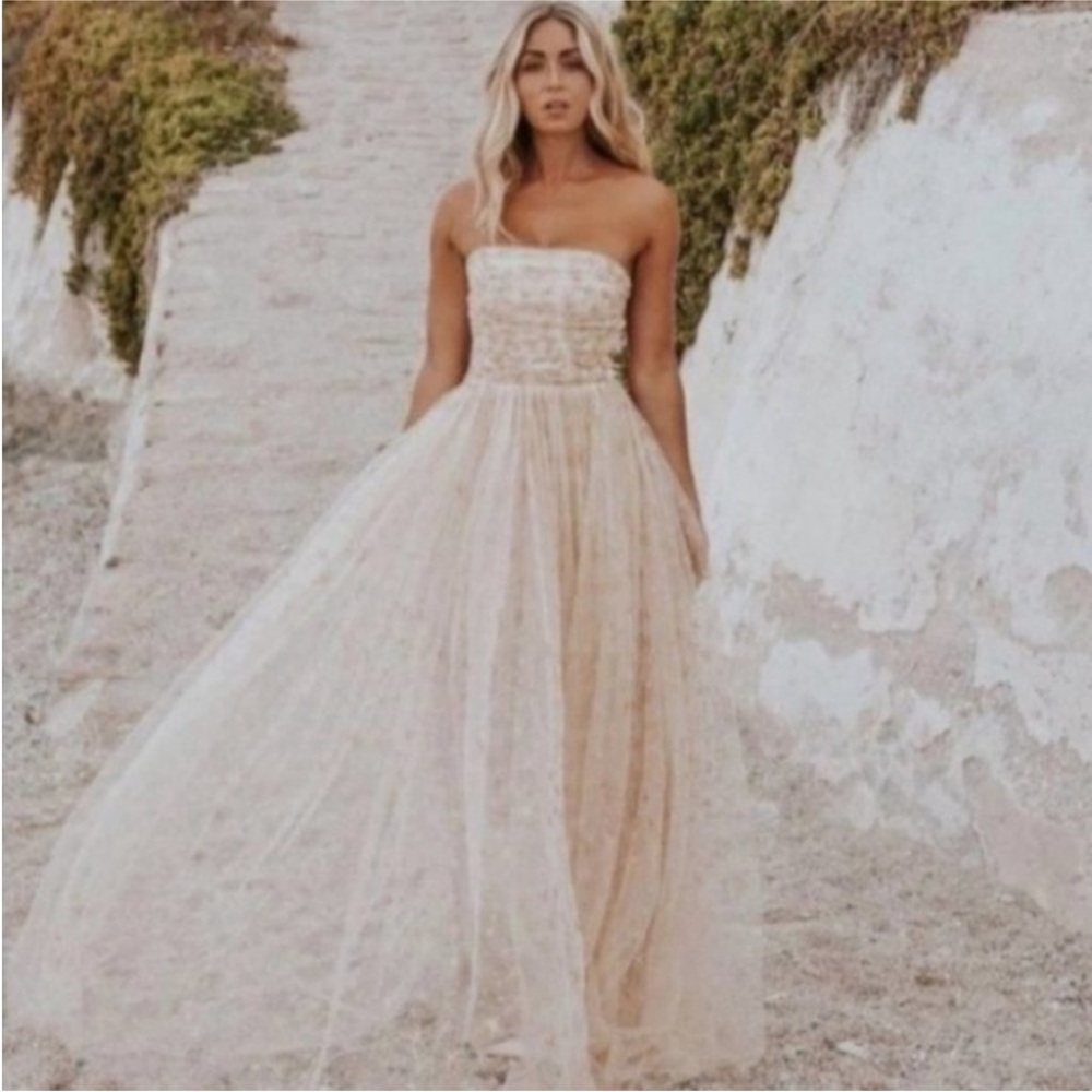 BHLDN Joanna August Brenda Glitter Star Tuelle Maxi Dress
